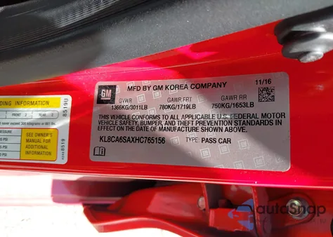 2017 Chevrolet Spark Ls Manual from USA, damaged, VIN KL8CA6SAXHC765156